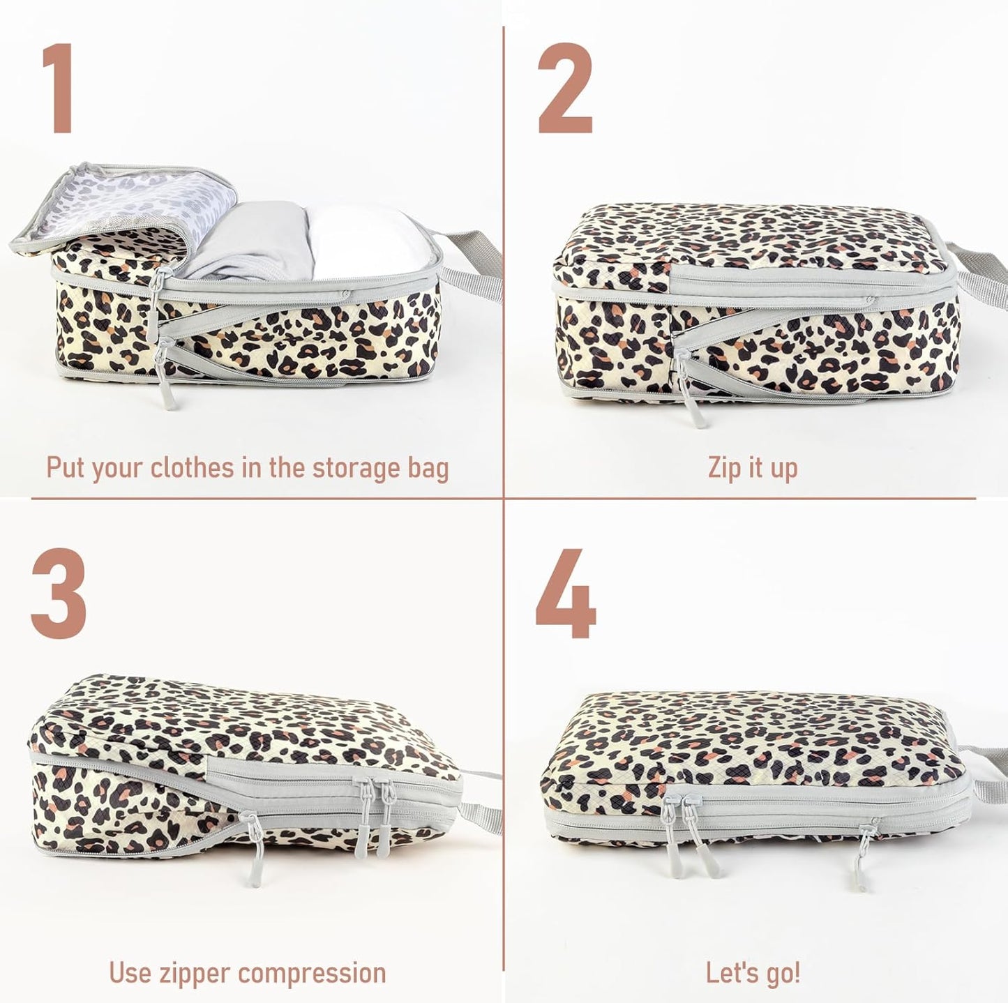 4-Piece Packing Cube Set - Lightweight Luggage Organizers for Travel, Vacation and Suitcases - Durable Accessories with Compression