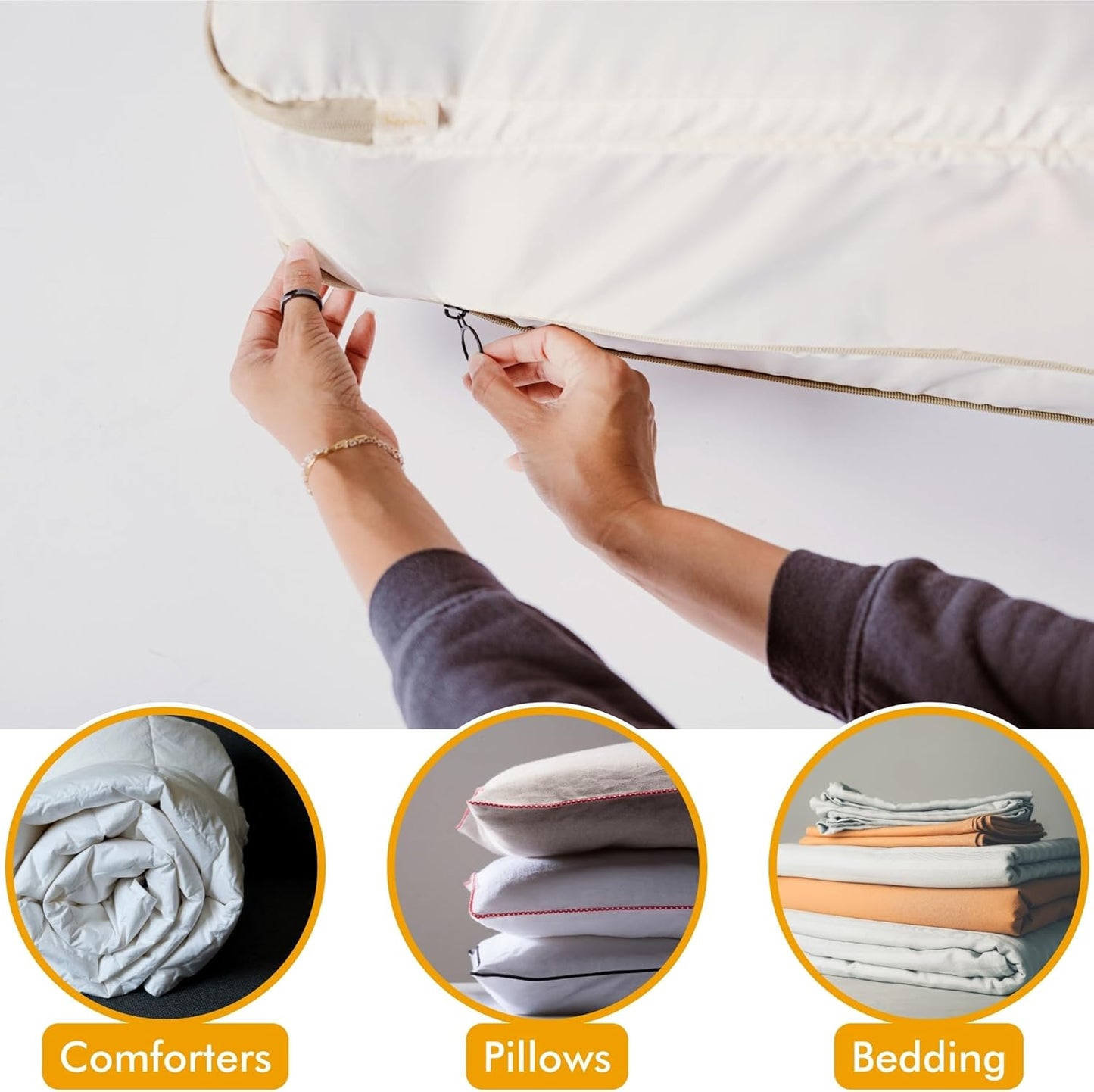 2-pack Comforter Storage Bag - Compression Organizer, Pillow, Blanket, Bedding, Duvet - Space Saver Collapsible Extra Large Mesh Packing Cube - Queen King Size (2-pack Medium Size (24x14x11))