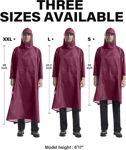 iCreek Hooded Rain Poncho with Pocket Waterproof Lightweight Unisex Raincoat Jacket for Hiking, Camping, Outdoor