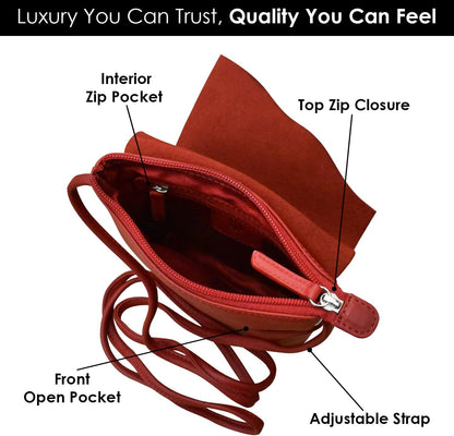 ili New York Leather Mini Sac Crossbody - Genuine Leather Crossbody Bags for Women with RFID Blocking, Adjustable Strap