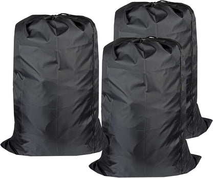Washable Travel Laundry Bag with Drawstring (3 Pack), Large Dirty Clothes Bag Fit a Laundry Basket or Clothes Hamper, Enough to Hold 4 Loads of Laundry,26x39 inches Black 3