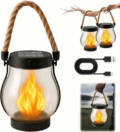 Kaliqo Solar Lantern Outdoor Lights Solar Lantern Waterproof Flickering Flame Hanging Lanterns for Patio Yard Garden Decor (1 Pcs)