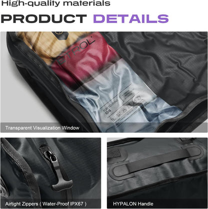 TPU Vacuum Bag for Travel, 70D Nylon Reusable Compression Bag with IP67 Waterproof Zipper, Compression Packing Cubes for Clothing, Space Saver Bags for Luggage and Backpack (Full Open, Grey,1Pcs)