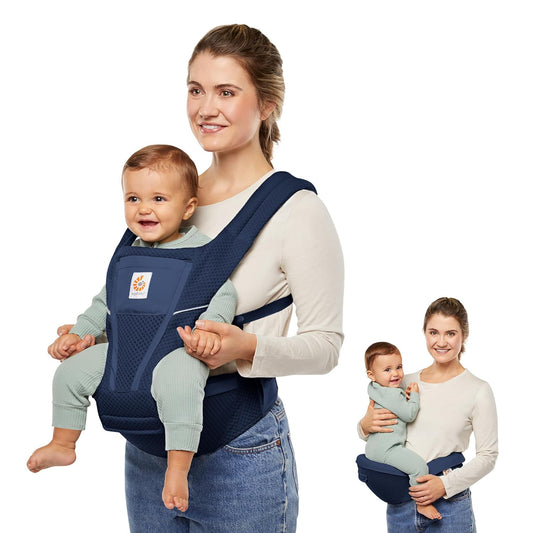 Ergobaby Alta Hip Seat All-Position Breathable Mesh Hip Seat & Carrier, Midnight Blue