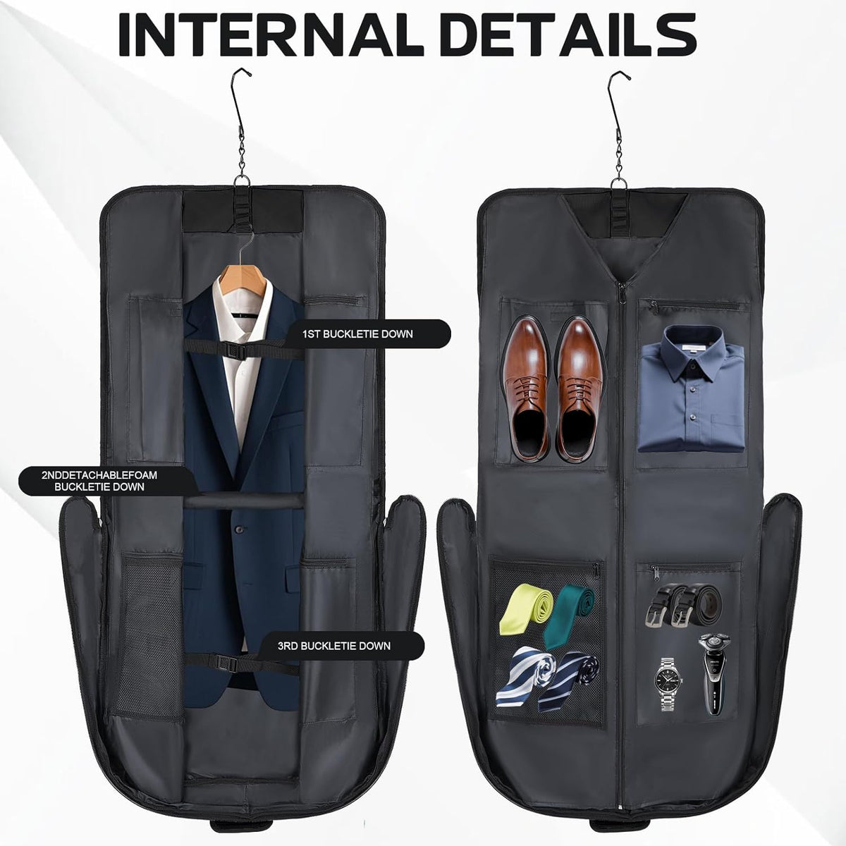 Garment Bags for travel,Hanging clothes Bag for Men Women,Suit Bags with Shoulder Strap,Wedding dress/shirt carry on luggage with fence hook,Wrinkle Free foldable duffle bag,Waterproof luux travel bag