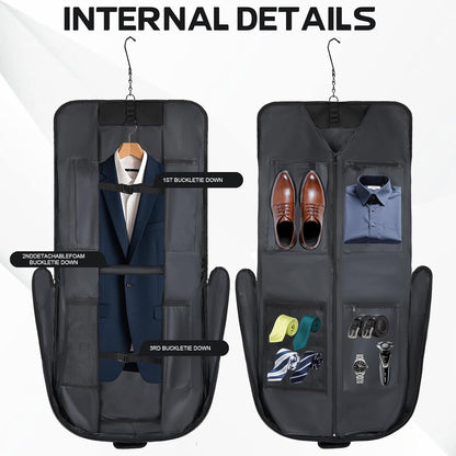 Garment Bags for travel,Hanging clothes Bag for Men Women,Suit Bags with Shoulder Strap,Wedding dress/shirt carry on luggage with fence hook,Wrinkle Free foldable duffle bag,Waterproof luux travel bag