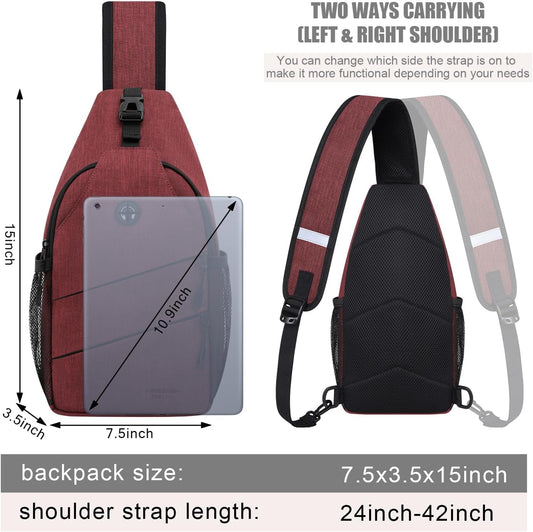 Crossbody Bags for Women Men Trendy Sling Bag Bakpack Casual Chest Bag with Convertible Shoulder Strap