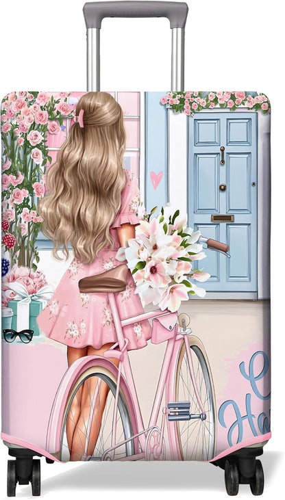 Travel Luggage Cover Suitcase Protector Fits 18-32 Inch Wheel Covers PatternedTravel Related Items Flower Luggage Protector Elastic L