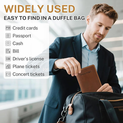 Genuine Leather Passport Holder, Wallet Cover Case for Travel Must Haves, Card Slots - RFID Blocking Travel Wallet - Men's Passports Case (Bourbon Brown)