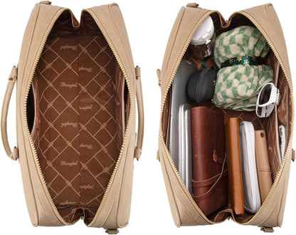 Wrangler Travel Duffel Bag Large Weekender Bag for Women Designer Carry on Overnight Bag for Trips Leather Luggage Bag Khaki