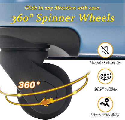 Merax Carry on Luggage Set, 20 Inch Hardshell ABS Suitcase with Spinner Wheels, Built-in TSA Lock & 2 Packing Cubes Airline Approved for Business Weekend Travel