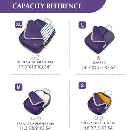 Gonex Compression Packing Cubes, 3pcs/4pcs Expandable Storage Travel Luggage Bags Organizers