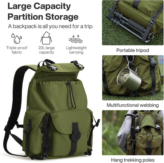 mixi Travel Backpack for Women Men, 18 Inch Carry On Laptop Backpack Flight Approved fits 16'' Laptop, Lightweight Waterproof Hiking Backpack Travel Outdoor Business Casual Daypack, Jungle Green