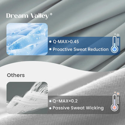 Dream Valley® Outlast® Deepsleep Cooling Comforter, Full/Queen Size, NASA-Grade Space Technology Cooling Blanket for Hot Sleepers Night Sweats, Q-Max > 0.45 Aerocool™ Breathable, Cool Grey, 90"x90"
