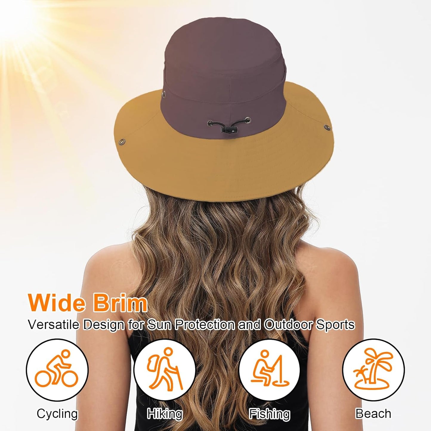 Sun Hats for Women Bucket Hat UV Protection Fishing Hat Wide Brim Safari Hats 2 in 1 Zip-Off Sun Visor Hats UPF 50+