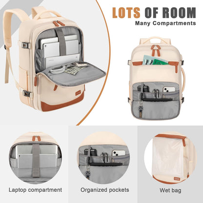 40L Travel Backpack with USB Charging Port, Water-Resistant Carry On Backpack for Men Women, Business Laptop Backpack for Trips & Commutes, Fits 15.6/17.3 Inch Laptop