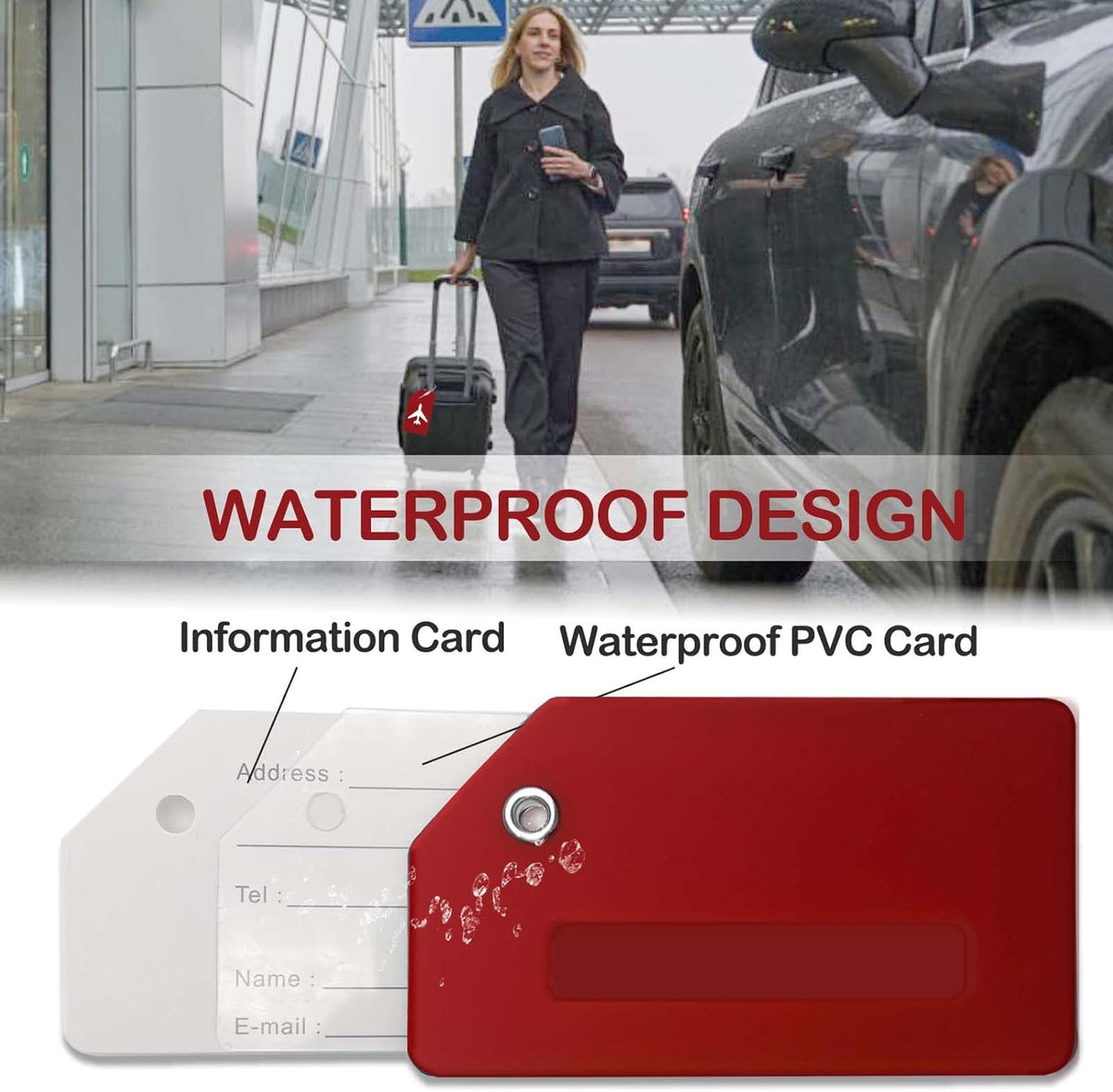 Luggage Tags for Suitcases, Quickly Spot 8Pcs Luggage Identifier Tags, Travel Essentials Accessories Name Tags for Backpacks, Suitcases, Travel Bags, Baggage, Cruise - Flexible Silicone (RED)