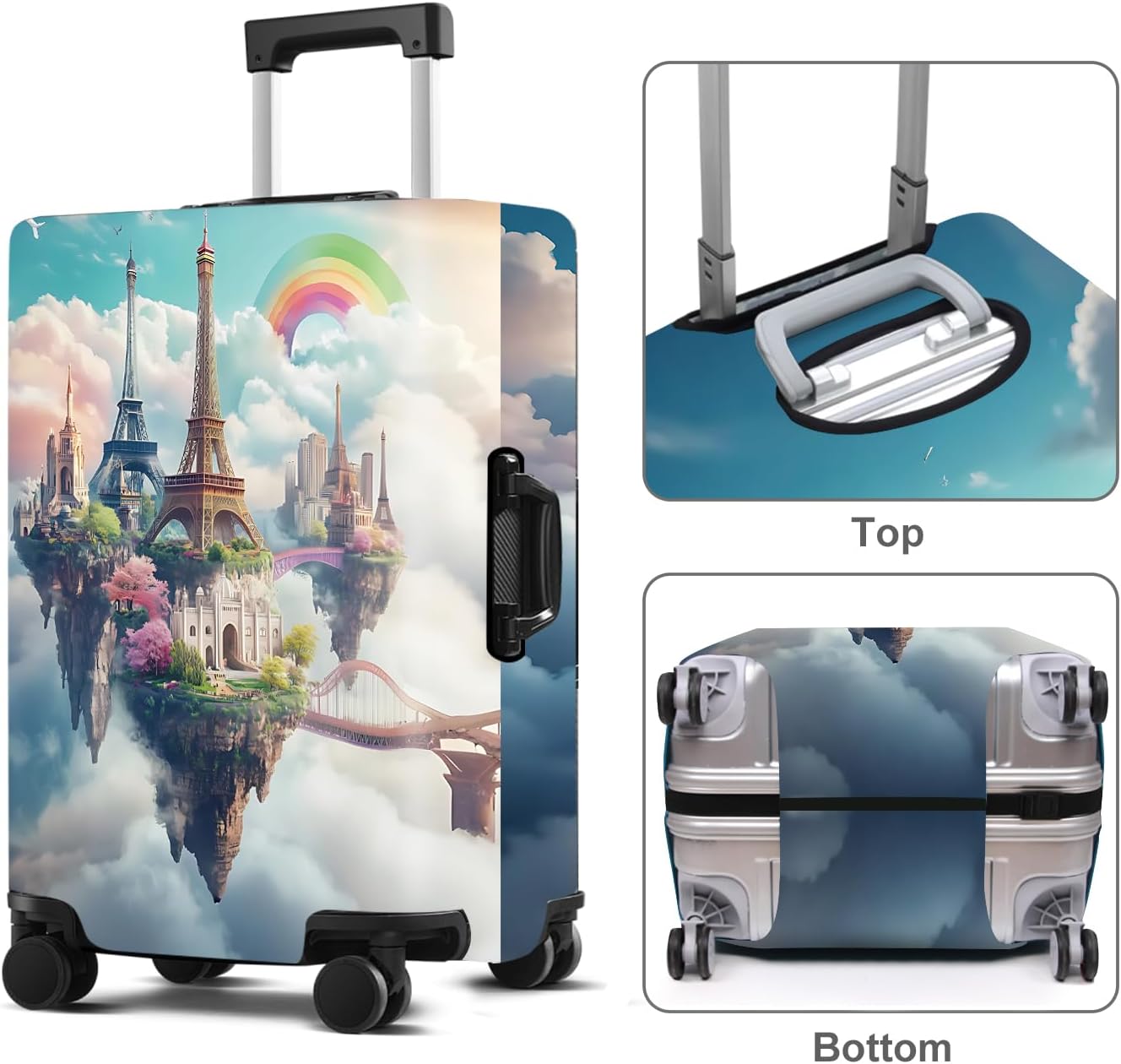 Iron tower Luggage Cover Washable Suitcase Protector Anti-Scratch,Stretchable Fit for 20-34Inch Luggage Durable Travel Bag Cover with Zipper Closure L(28-30inch suitcase)