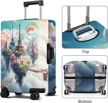 Iron tower Luggage Cover Washable Suitcase Protector Anti-Scratch,Stretchable Fit for 20-34Inch Luggage Durable Travel Bag Cover with Zipper Closure L(28-30inch suitcase)