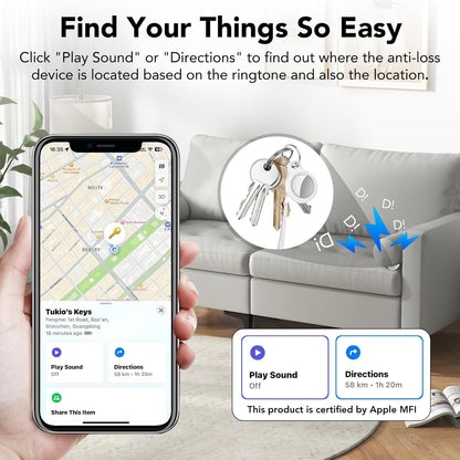 2025 New [Apple MFi Certified] (iOS Only) Air Tracker Tag-1 Pack, Bluetooth Tracker for Apple Find My, Replaceable Battery, Key Finder and Item Locator Smart Tag for Keys, Bags, Luggage, Pets, (White)