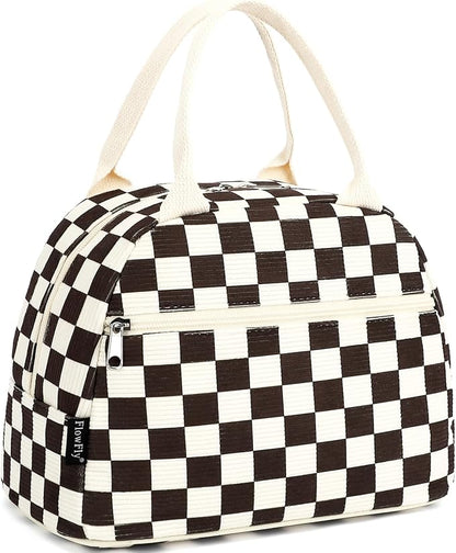 FlowFly Lunch Bag for Women Insulated Lunch Box Corduroy Lunch Tote Cooler for by FlowFly