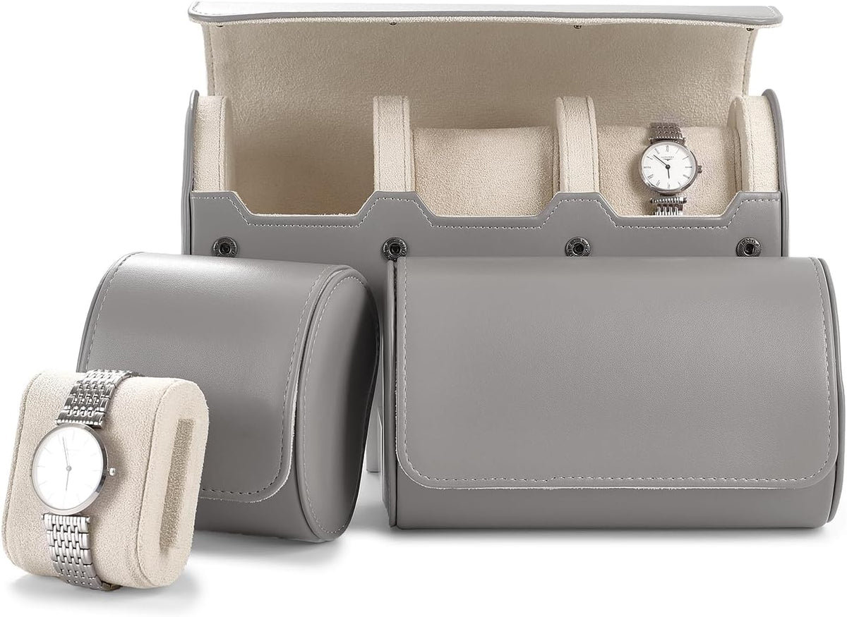 Oirlv Luxury Leather Watch Storage Case Watch Box for Mens Jewelry Organizer Case Jewelry Gift Box for Birthday Fathers Day Anniversary(1 slot, Grey)