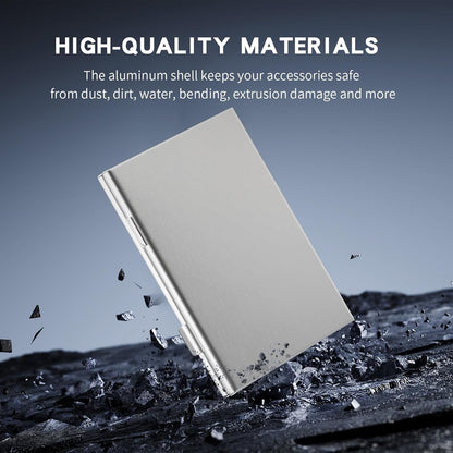 Aluminum SD Card Case, 18Slots Ultrathin SD Card Holder, Memory Card Storage Holder,Fit for 4 SD Card, 14 Micro SD Card, Silver