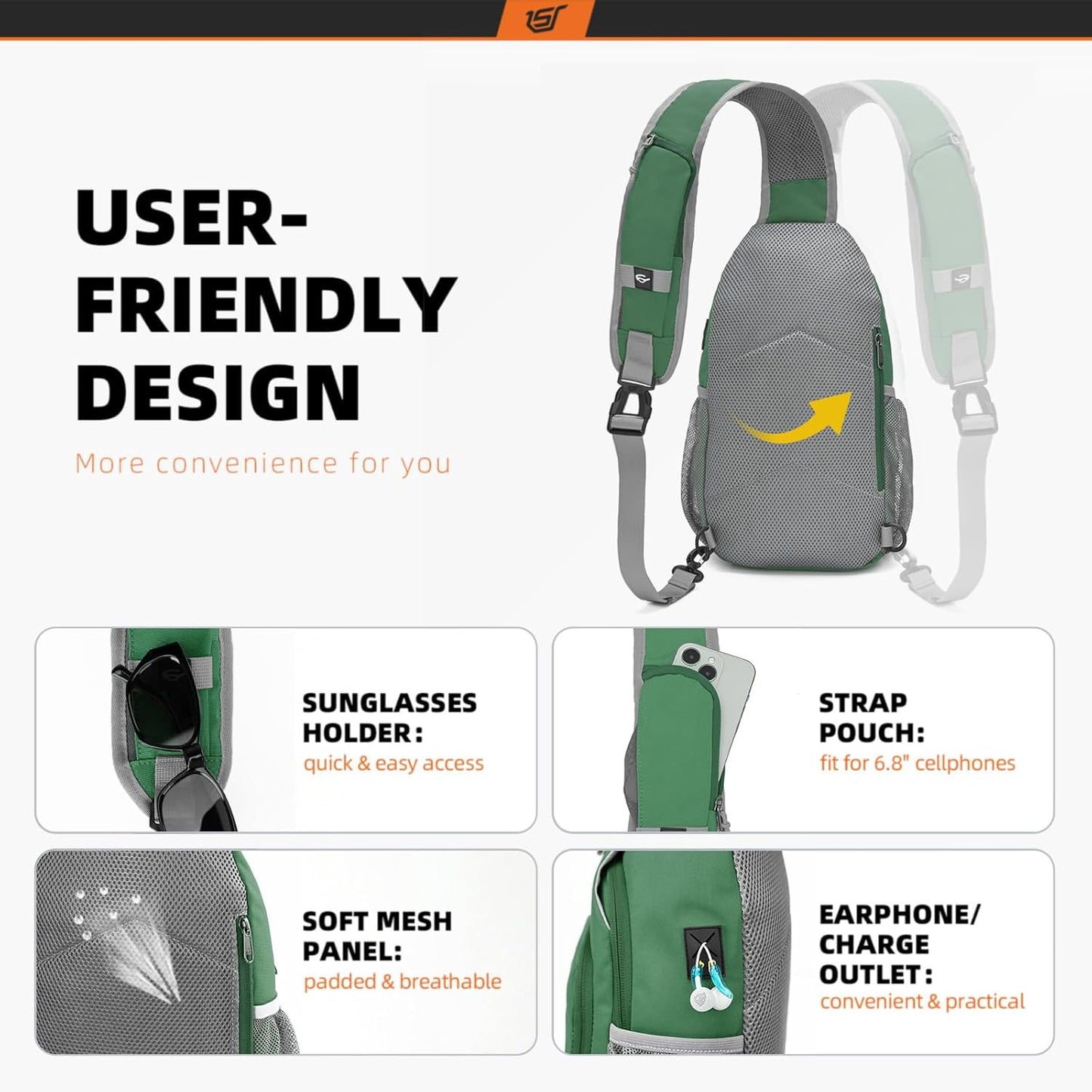 SKYSPER Sling Bag RFID Crossbody Sling Backpack Cross Body Shoulder Bag Travel Hiking Daypack for Women Men