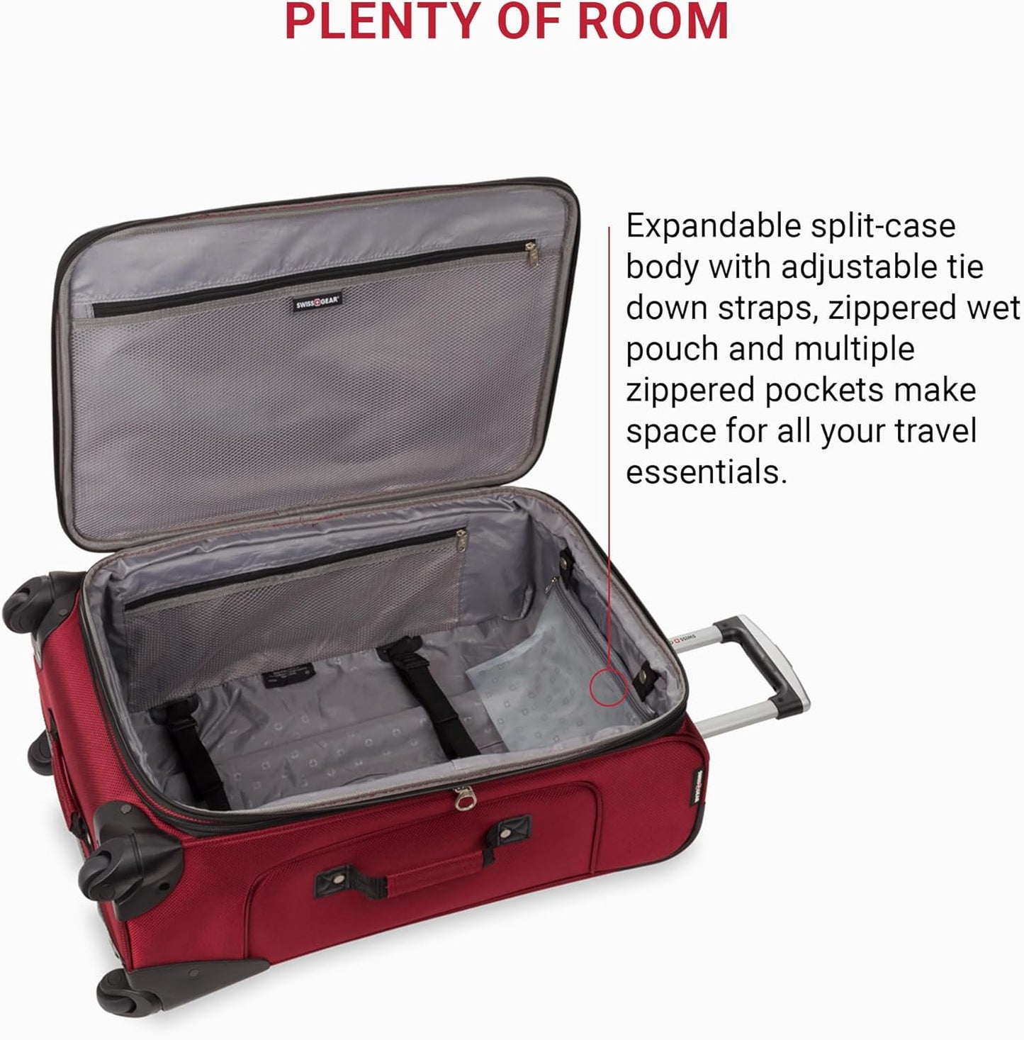 SwissGear Sion Softside Expandable Luggage, Burgundy, Checked-Medium 25-Inch