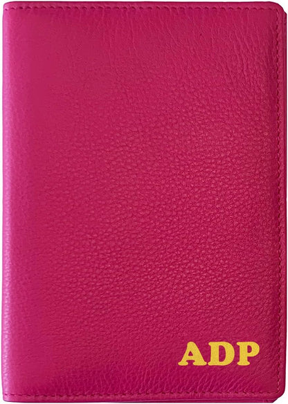 Personalized Monogrammed Bright Pink Leather RFID Passport Wallet