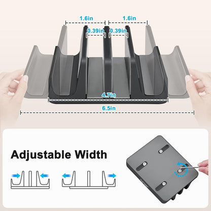 JARLINK 4-in-1 Adjustable Vertical Laptop Stand Holder, Aluminum Dual Slots Laptop Rack for Desk, Space-Saving Organizer Compatible with All MacBook, Surface, Chromebook, and Gaming Laptops (Black)