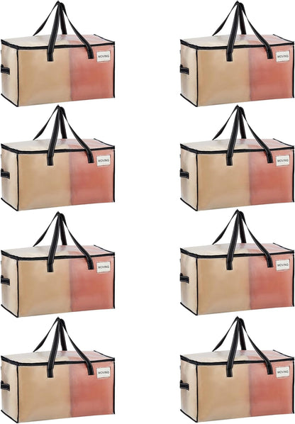 VENO 8 Pack Moving Bags, Comforter and Blanket Storage Bags for Closet, Moving Boxes, Boxes with Lids Alternative, College Dorm Packing Supplies, Foldable Heavy-Duty Tote with Window (Clear, 8 Pack)