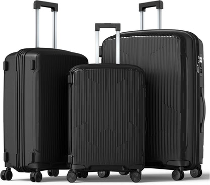 Nazhura Luggage Set, 3-Piece Hardside Suitcase Set, 20-inch Carry On, 24-inch, 28-inch Luggage
