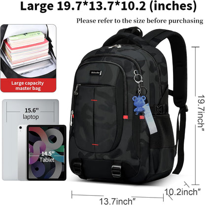 schoolbags for Middle school and high school student，high-capacity camo bookbags for Teens boys，Water Resistant Anti Theft Travel backpack with Computer compartment Fits 15.6 Inch Laptop