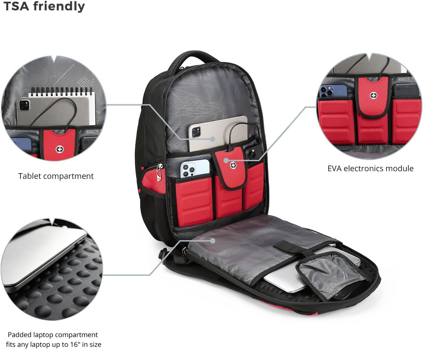 Swissdigital Design Men's Laptop Backpack for College and Business Travel with Integrated USB Charging Port and RFID Protection Fits 15.6" Laptops | J14-41