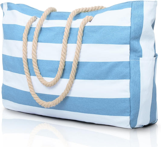 Becokan Beach Bag Large Beach Tote Bag for Women Waterproof Sandproof Swim Pool Bag With Zipper