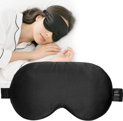100% Mulberry Silk Sleep Mask, Ultra-Soft Light Blocking Eye Cover for Travel & Rest(Black)