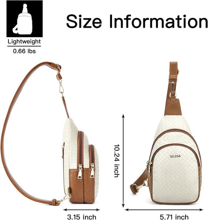 Telena Small Sling Bag for Women Leather Crossbody Fanny Packs Chest Bag for Women
