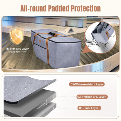 Infant Car Seat Travel Bag with Wheels Fits Chicco KeyFit 30,Nuna Pipa, UPPAbaby MESA,Padded Car Seat Bags for Airplane, Gate Check Bag with Side Pocket,Removable Cover for Air Travel, Grey