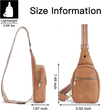 Telena Small Sling Bag for Women Leather Crossbody Fanny Packs Chest Bag for Women