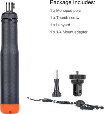 SOONSUN 4in1 Floating Selfie Stick Tripod for GoPro Hero 13 12 11 10 9 8 7 6 5 4 3, Max, AKASO, Osmo Action 3/4/5 Pro Camera - As Waterproof Extension Monopod Pole Floating Handle Grip Tripod Stand