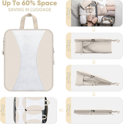 8 Set Compression Packing Cubes for Travel, Packing Cubes Compression Travel Accessories Expandable Packing Organizers for Carry on Luggage Suitcase (Gray)