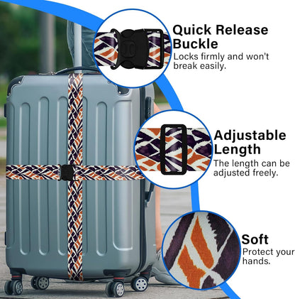 2 Pack Luggage Straps for Suitcases, Adjustable Travel Belt with Double Lock and Quick Release Buckle, Heavy Duty Nylon Bag Packing Strap, Bright Identifiers Business Travel Accessories-Roads