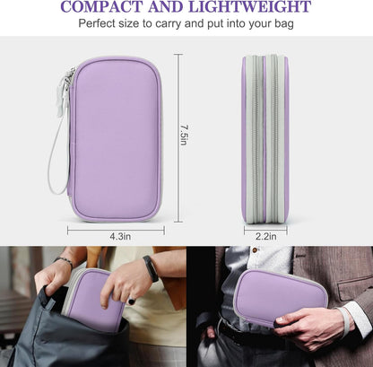 FYY Electronic Organizer, Travel Cable Organizer Bag Pouch Electronic Accessories Carry Case Portable Waterproof Double Layers All-in-One Storage Bag for Cable, Cord, Charger, Phone,-Light Purple