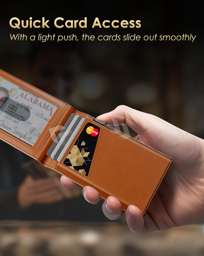 2025 Wallet for Men - RFID Blocking [Functional & Practical] Bifold Slim Minimalist Credit Card Holder Pop Up Wallet Metal Case with Cash Slot, Front Pocket with ID Window, Gift Boxed