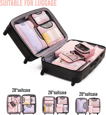 Veken 8 Set Packing Cubes for Travel Essentials, Suitcase Organizer Bags in 4 Sizes, Carry-On Luggage Accessories with Large Laundry & Hanging Toiletry Bag, Must-Have for Airplane, Road Trip & Camping