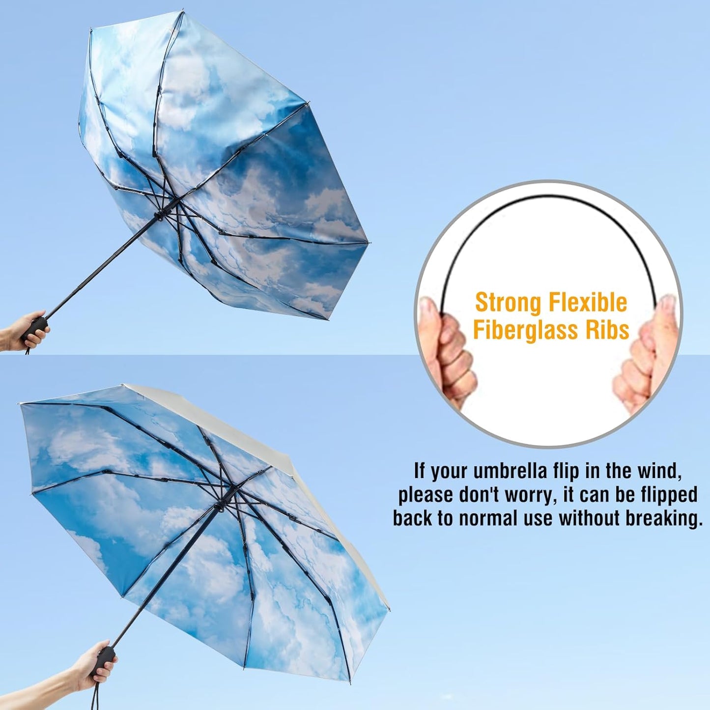 G4Free UPF 50+ UV Protection Large Travel Umbrella 42/46 Inch Auto Open Close Windproof Sun Blocking Umbrella