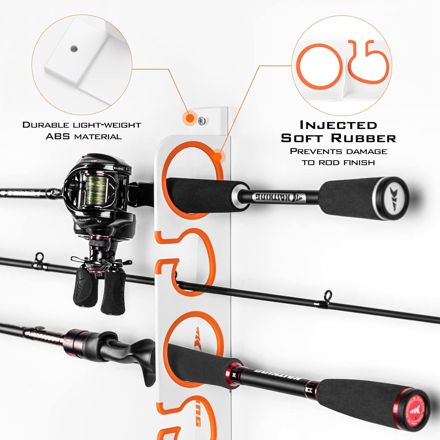 KastKing SafeGuard Fishing Rod Holder for Garage, Wall or Ceiling Mounted Fishing Rod Rack Storage Organizer, Fishing Pole Holder Holds 12 Rods or Combos in Less Than 36 Inches