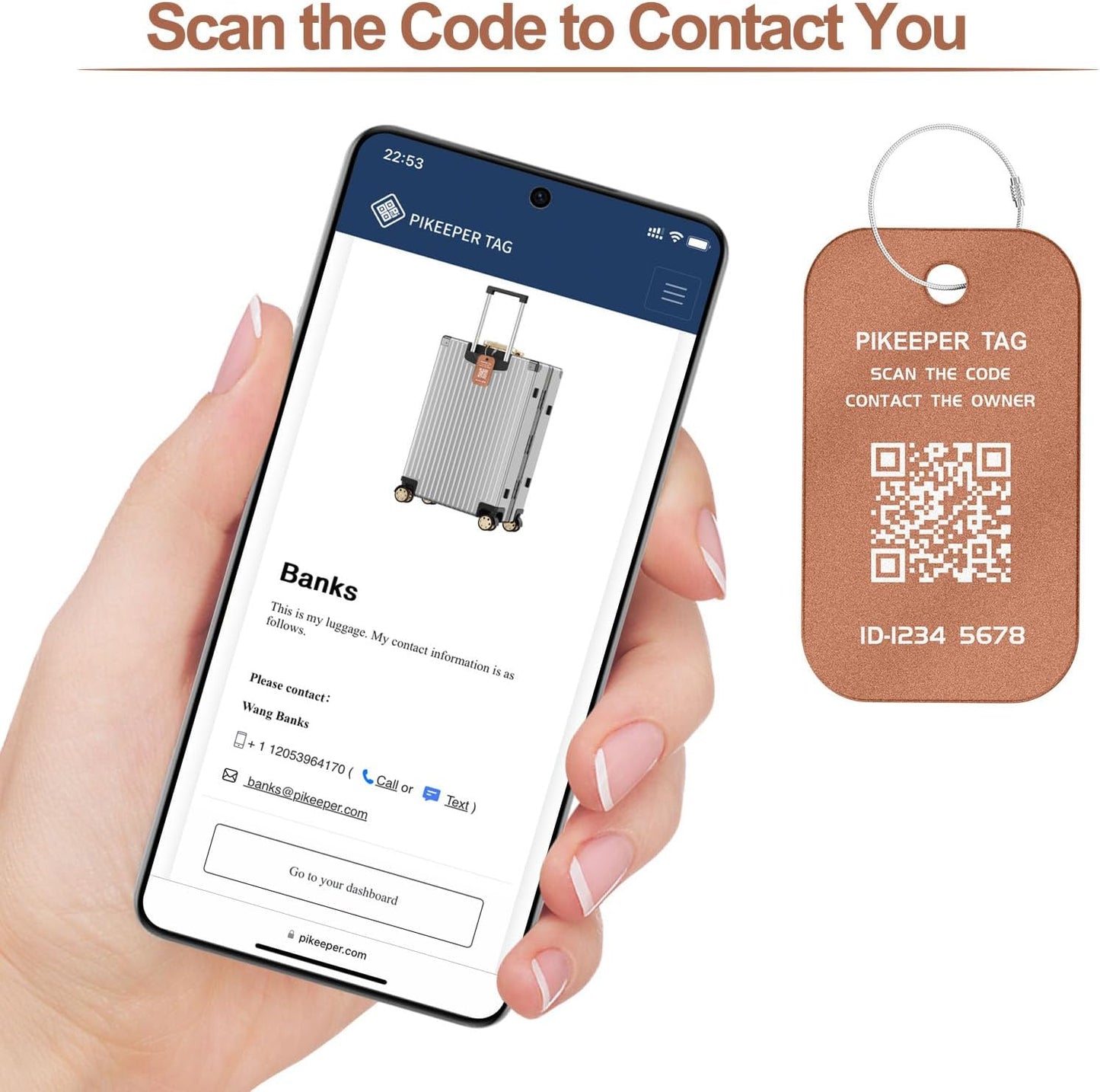 Smart Luggage Tags for Suitcases - Waterproof QR Code Bag Tags with Instant Location Alert, Self-Modifiable Info, Durable & Personalized Backpack Travel ID Tags, Hide Personal Details