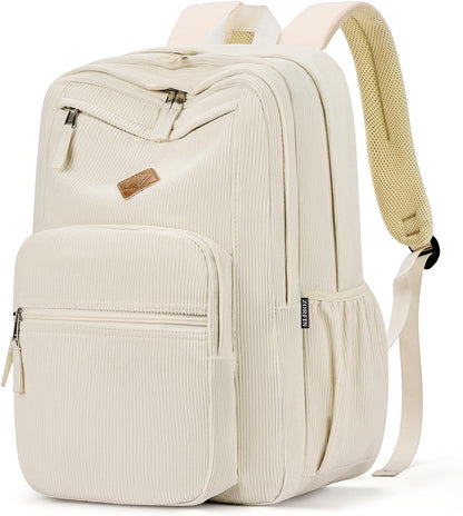 ZORFIN 26L Backpack for College, and Travel: Corduroy Bookbag - Vintage Lace